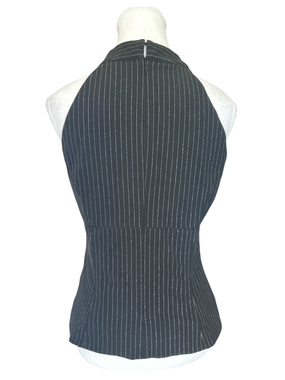 White House Black Market Pinstriped Hook & Eye Halter Top Size 4 - Picture 5 of 9